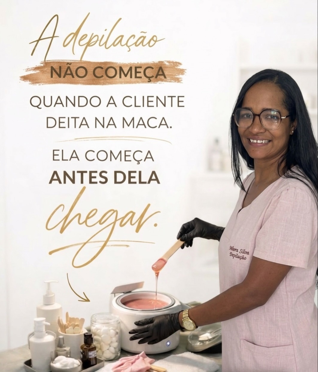 atendimento profissional de depilação com cera morna e clareamento Débora Silva Depil